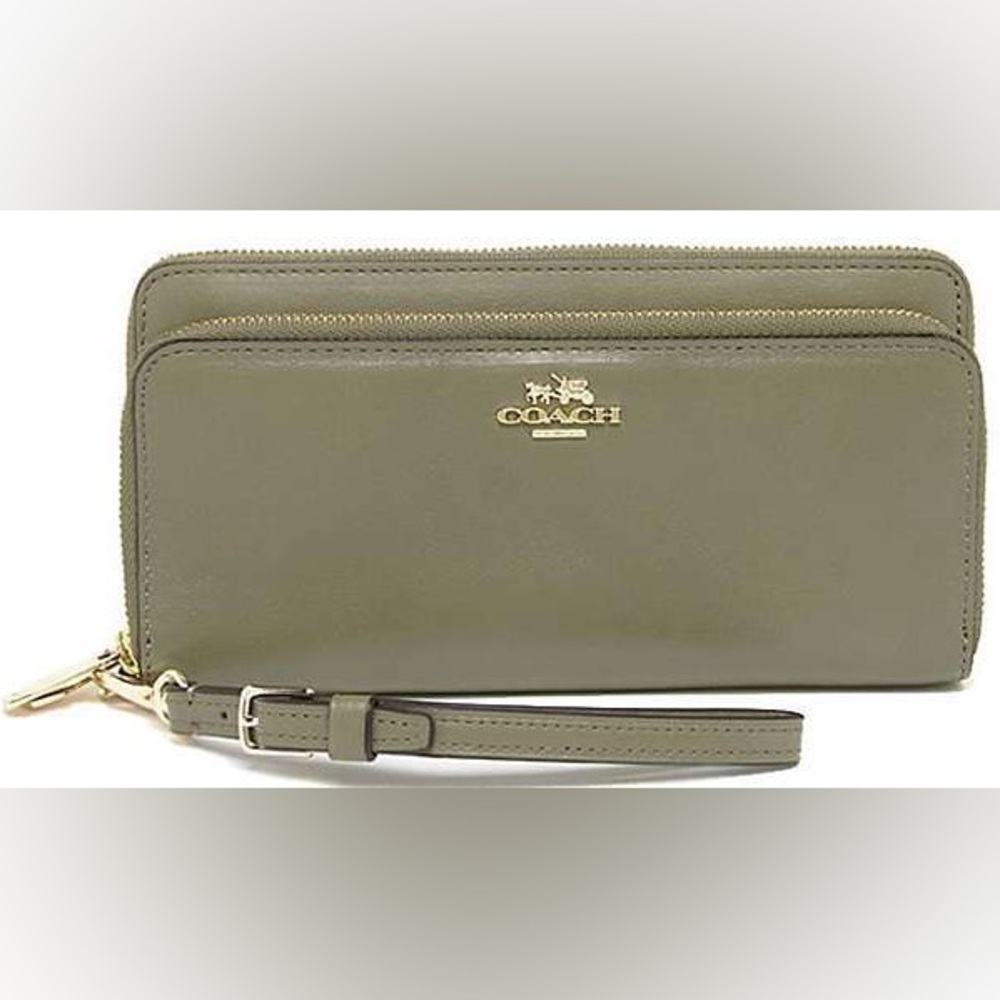 COACH Double Accordion Zip Wristlet Wallet, phone case In Smooth Leather (52103)